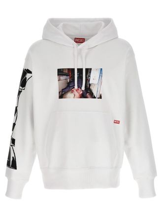 Diesel White Graphic Hoodie