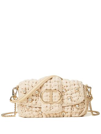 Twin-Set Amie crochet crystal-embellished bag - Neutrals