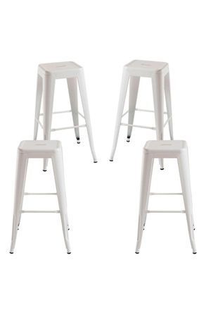 Regalos Miguel Packs Taburetes Altos - Pack 4 Taburetes Torix Basic Altos 76 Cm - Blanco