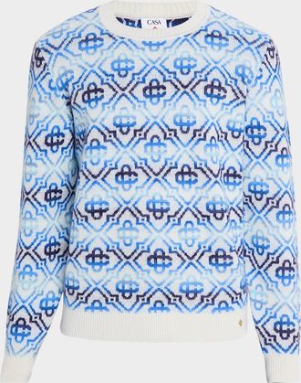 Casablanca Mens Space Dye Monogram Knit Crewneck Sweater