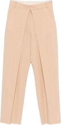 Alysi Geplooide Zak Broek - Dames - Broeken - Beige - XS - Katoen - Broeken