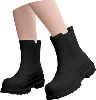 Generic Mens Ladies Wellies Knee High Wellington Rubber Textile Lined Wellie Anti-Skid Waterproof Shoe Comfortable Chelsea Shoes Wider Calf Fitting Rain Boot 