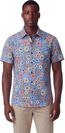 Lords of Harlech Tropical Mix Mens Printed Button Up Shirt in Tropical Mix Royal at Nordstrom, Size X-Small