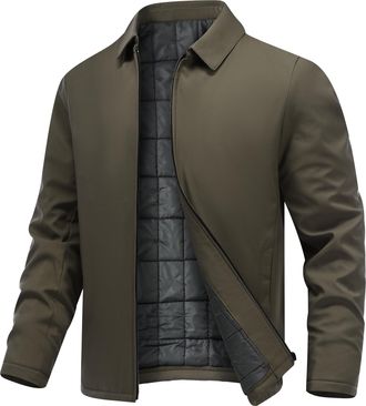AlltheMen Mens Bomber Jacket Casual Winter Warm Windbreaker Outwear Baseball Sports Cargo Coat Khaki XXL