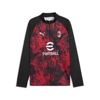 Puma Maglia da riscaldamento con zip AC Milan da uomo, Accessori, Rosso, XL
