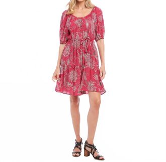 Karen Kane Fable Tiered Short Dress In Fuchsia