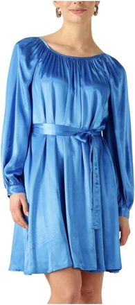 Greek Archaic Kori Kobaltblauwe Mini Jurk Charm - Dames - Korte kleedjes - Blauw - L - Satijn - Kleedjes