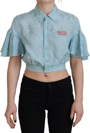 Dsquared2 Dsquared&sup2; Collared Button Down Short Sleeve Cropped Womens Top (Pre-Owned)
