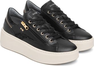 Nero Giardini Platform Side Zip Sneaker in Black at Nordstrom, Size 37