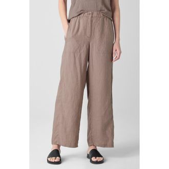 Eileen Fisher Wide Leg Organic Linen Ankle Pants in Cocoa at Nordstrom Rack, Size Xx-Small