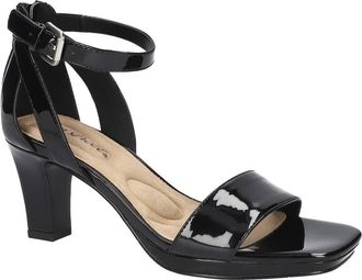 Easy Street Ro Ankle Strap Sandal in Black Patent at Nordstrom, Size 5.5