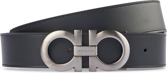 Ferragamo Reversible Leather Belt with Double Oval Buckle