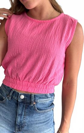 bobi Crewneck Tank With Elastic Hem Top In Daiquiris