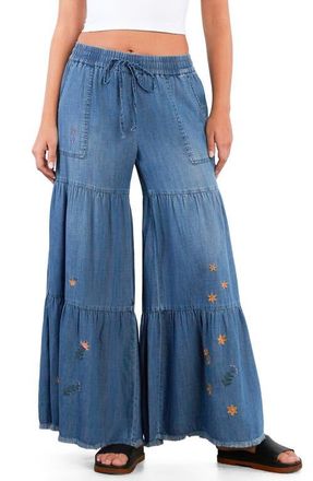 BILLY T Prettier in Person Tiered Wide Leg Denim Pants at Nordstrom, Size X-Small