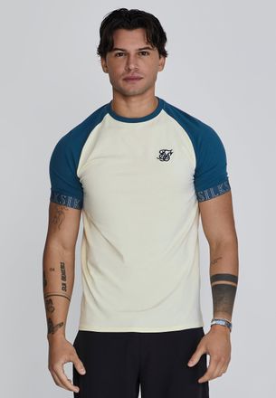 Siksilk Camiseta t&eacute;cnica azul y crudo para hombre SikSilk S