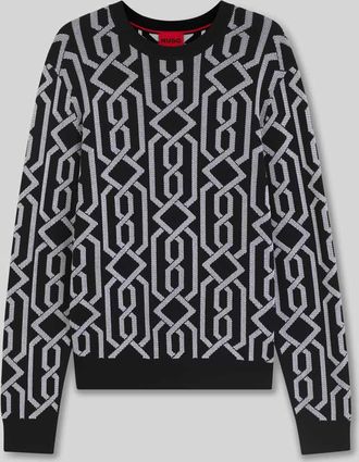 HUGO BOSS Regular Fit Strickpullover aus Viskose-Mix Modell SOUVAWN in Black, Größe XL