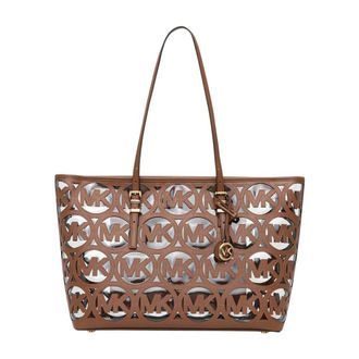 Michael Kors Tassen, Dames, Bruin, ONE Size, Polyester, Quinn Grote Shopper met Lasergesneden Logo