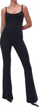 Good American Compression Terry Scoopneck Jumpsuit In Black