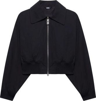 GCDS Lounge Logo Nylon Crop Bomber - Dames - Zomerjassen - Zwart - XS - Nylon - Jassen