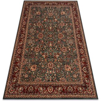 RugsX Rugsx - Alfombra De Lana Kashqai 4362 400 Ornamento Verde / Burdeos Green 80x160 Cm