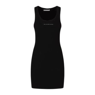 Alexander Wang Alexander Wang, Short Dresses, female, Black, Size: XS Racer Tank Mini Dress w/ Jacquard Logo