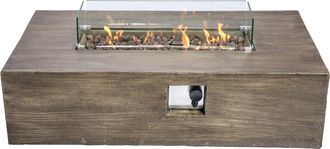 Teamson Home Mesa Y Brasero Rectangular De Gas Propano Grande Para Jard&iacute;n, Quemador Para Exteriores, Hoguera Sin Humo, Calentador De Muebles De Patio Con Pantalla 