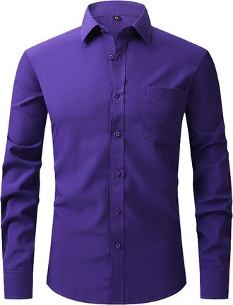 Generic Boys Long Sleeve T ShirtsMens Long Sleeve Shirt Wrinkle Free Formal Dress Shirt Business Casual Wedding Work Button Down Shirts with Pocket Urban Styl