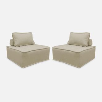 Sweeek Sweeek - Sof&aacute; Modular En Tela Lisa, 2 Plazas, Dao, Beige, 90x90x40 Cm
