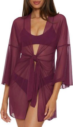 BECCA by Rebecca Virtue Mesh Tunic Casual Sheer Beach Cover Ups In Aubergine