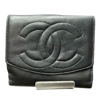 Chanel Pre-owned Wallets, female, Black, Size: ONE SIZE Pre-owned Leather Bifold Wallet