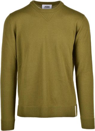 Alpha Studio Crew-Neck Pullover Sweater In Pistachio Wool