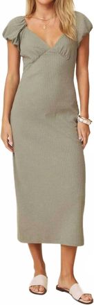 Splendid Dawn Puff Sleeve Midi Dress In Eucalyptus