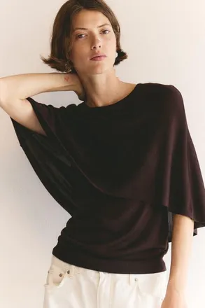 H&M Fine-knit Cape Top in Burgundy at Nordstrom, Size Medium