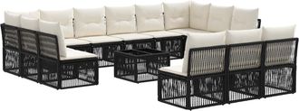 vidaXL Conjunto De Sof&aacute;s De Jard&iacute;n 14 Uds. Negro Rat&aacute;n Sint&eacute;tico Vidaxl