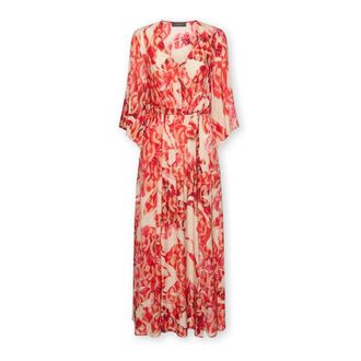 Elena Miro Gedrukte Lange Jurk - Dames - Maxi kleedjes - Rood - 3XL - Kleedjes