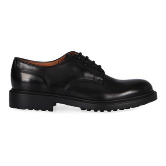 Doucal's Laced Shoes, male, Black, Size: 9 1/2 US Leather Lace-Up Shoes