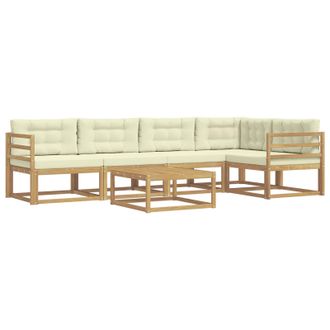 vidaXL Conjunto De Sof&aacute;s De Exterior 6 Pcs Blanco Y Crema Vidaxl