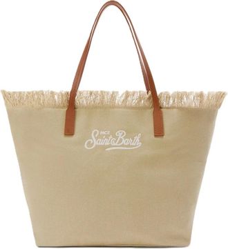 MC2 Saint Barth Tote Bags, female, Beige, Size: ONE SIZE City Fringed Tote Bag
