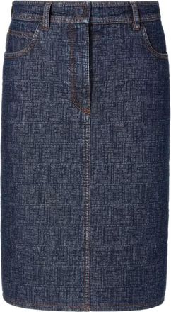 Fendi Denim Skirts, female, Blue, Size: XS FF Padded Denim Skirt