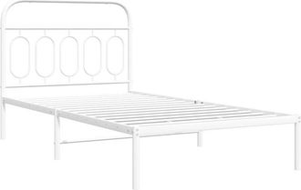 vidaXL Metal Bed Frame without Mattress with Headboard White 100x200cm Vidaxl