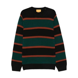 Guest In Residence Striped Crew Neck Jumper in Black