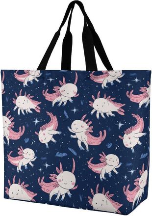 Generic Cute Axolotl Tote Bag Reusable Grocery Shopping Bags Large Travel One Shoulder Handbag for Picnic Work