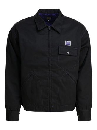 Needles PE/C Twill logo chest-pocket jacket - unisex - Polyester/Cotton - M - Black