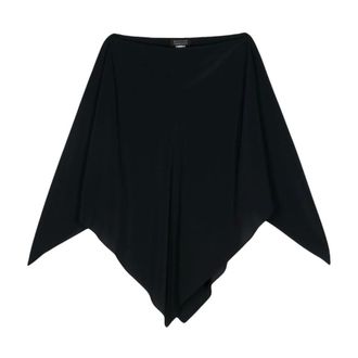 Gianluca Capannolo Asymmetrical Wrap - female - Gianluca Capannolo - Ponchos - Black - ONE SIZE - Jackets