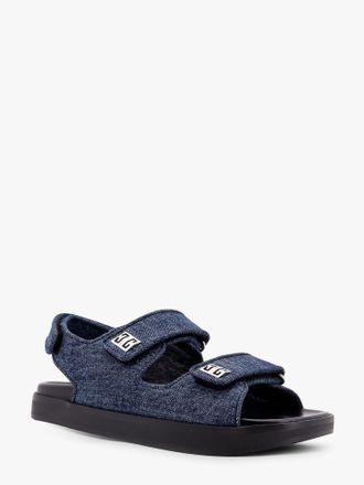 Givenchy Womens Strap Flat Denim Sandals Blue Denim-Pelle Denim/pelle