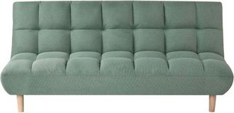 Beliani Sofa Bed Light Green Fabric Upholstery Wooden Legs 2 Seater Tufted Backrest Ouilted Seat Modern Design Armless RISOR