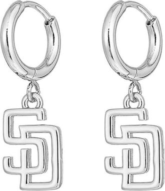 Luv AJ x The MLB San Diego Padres Logo Charm Hoop Earrings in Silver at Nordstrom