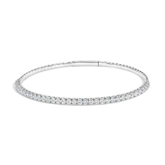 House of Brilliance 14K White Gold 2 Cttw Round Diamond Flexible Tennis Bangle Bracelet