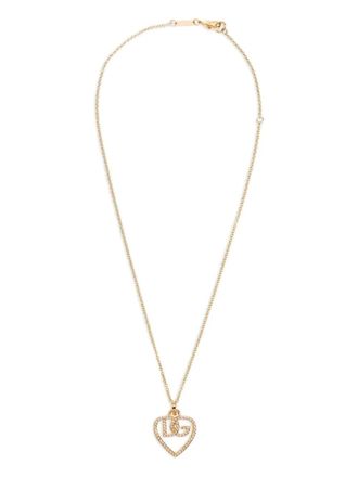 Dolce & Gabbana rhinestone-embellished heart-pendant necklace - Oro