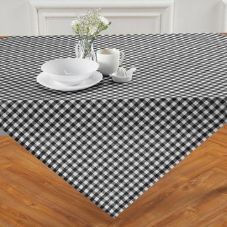 Solino Home Linen Table Throw - Gingham Check, 52 x 52, 52 x 52 in Black at Nordstrom, Size Medium